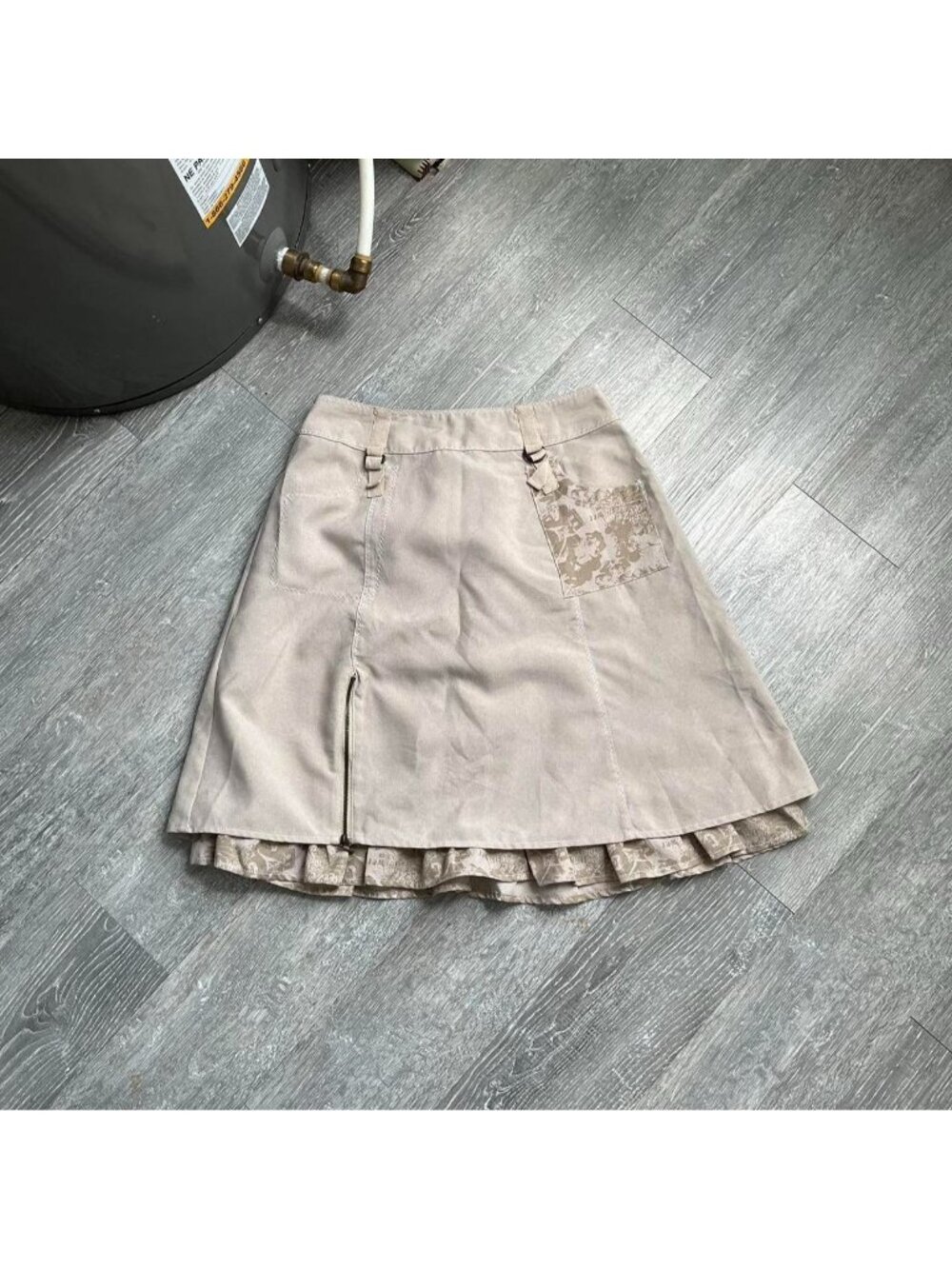 Beige / Tan / Brown “Le Grenier” Y2K Mini / Mid Skirt W Ruffle Details